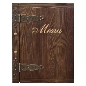 COVER A4 HOLZ-MENÜKARTE MIT BESCHLAG FÜR RESTAURANT-MENÜ