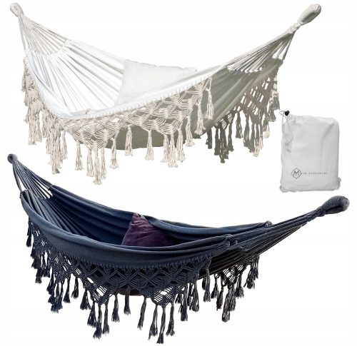 Garten- und Terrassenhängematten Hängematte ohne Stange am-gardenhome graphit ecru 250 kg 280 x 150