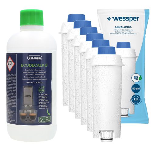  5× Wessper AquaLunga WES039 Filtereinsatz 1 Stk. + Delonghi Ecodecalk DLSC500 Entkalker 500 ml