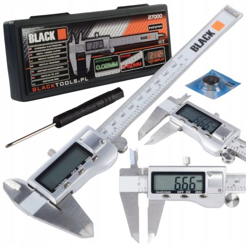 Schwarzer elektronischer 150-mm-Messschieber