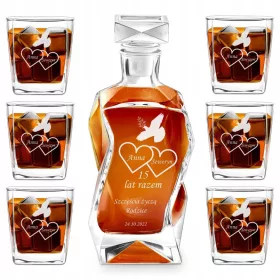 Murrano graviertes Whiskykaraffe-Set mit Gläsern, 7-tlg.