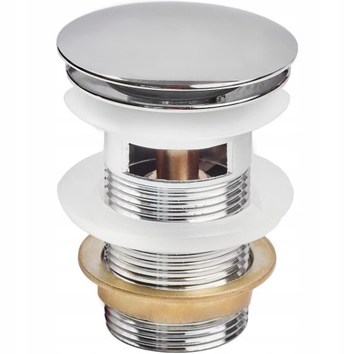 Stopper mit automatischem Überlauf, Click-Clack, rund, Aqui-Silber
