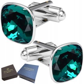  Silberne Manschettenknöpfe mit Zirkonia, 925er Silber