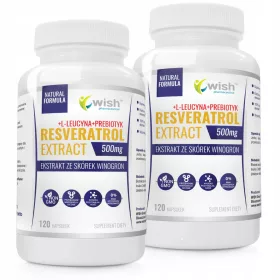   Resveratrol Extrakt 500mg + L-Leucin von Wish Pharmaceutical - Vegetarische Kapseln ohne künstliche Füllstoffe
