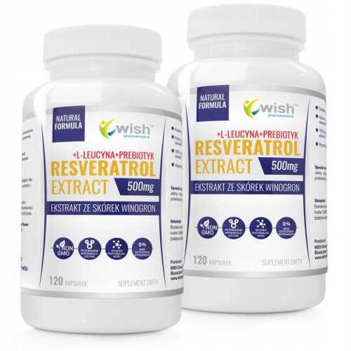 Resveratrol Extrakt 500mg + L-Leucin von Wish Pharmaceutical - Vegetarische Kapseln ohne künstliche Füllstoffe