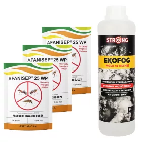    Flüssigkeit gegen Zecken, Mücken Stark 1,2 kg + 3× Pulver gegen Mücken, Ameisen, Fliegen, Flöhe, Wanzen, Silberfischchen Afanisep 0,025 kg 25 ml