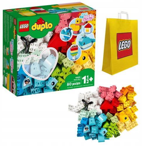  LEGO Duplo 10909 Box mit Herz + LEGO 6315792 PAPIERBEUTEL VP MEDIUM M 34X41X10 TE