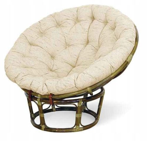  Kissen Sessel Papasan Rattan 110 cm GRAU