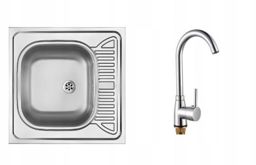 Deante Tango Einbeckenspüle, Edelstahl + Standküchenarmatur Liveno Cook in Silber