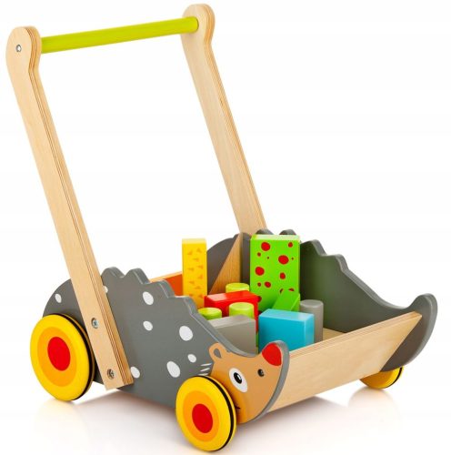  Kinderwagen-Gehhilfe mit Happy Hedgehog-Blöcken aus Holz