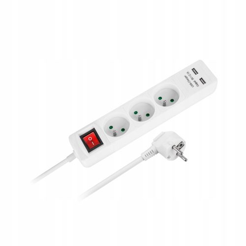 Rebel URZ3202-5 Steckdosenleiste, 3 Steckdosen, 5 m, weiß