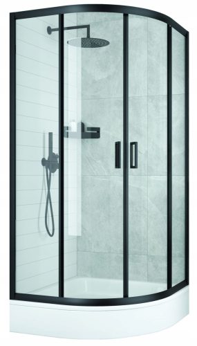 Duschkabine Liveno Ultra, Doppelschiebetüren 80 x 80 cm + halbrunde Duschwanne Vena Korfu/Como/Hall 80 x 80 cm