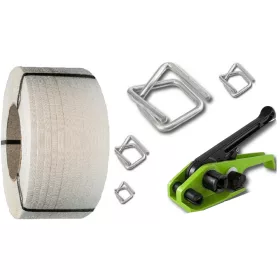   12-mm-Klebeband zum Umreifen von Palettenverpackungen, GESAMTES SET