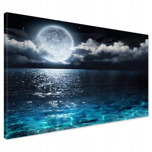  Leinwandgemälde MEER bei Nacht Mondwolken 120x80