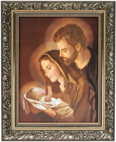 Bilder an der Wand BILD 50x40 HEILIGE FAMILIE VERZIERTER GOLDRAHMEN