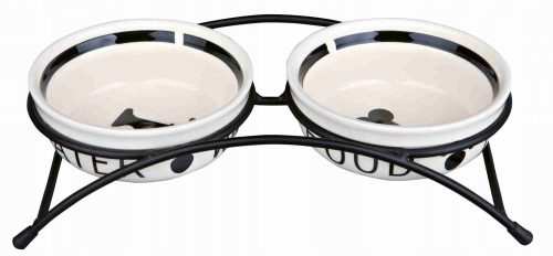  Set aus zwei hängenden Trixie-Schalen aus Keramik, Schwarz, Creme, Mehrfarbig, 0,25 l