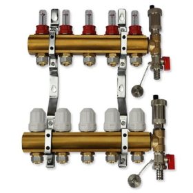    Fußbodenheizungsverteiler, 10 Kreise, Messing, FÜR UNTERBODEN