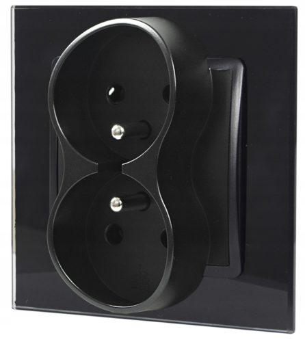 Quadra Wandsteckdose, schwarz