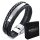  ARMBAND MIT 3 LEDERSTREIFEN + SILBERPLATTE