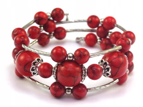  ARMBAND rekonstruierte Steine KORALLE [B755]