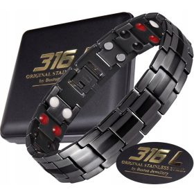    BREITES GESUNDHEITS-MAGNETARMBAND AUS HOCHLEISTUNGSFÄHIGEM CHIRURGENSTAHL SCHWARZ