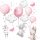  Wandaufkleber mit Hasenballons, 50 x 100 cm