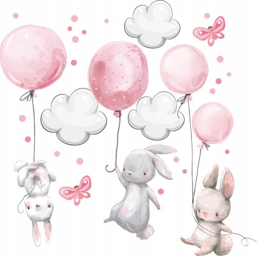  Wandaufkleber mit Hasenballons, 50 x 100 cm