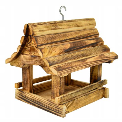 Boxen (Häuser) und Vogelhäuschen Hölzerner VOGELFUTTER aus gebranntem Holz