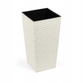    Lamela-Blumentopf, 30 cm x 30 x 57 cm, Durchmesser 30 cm, Kunststoff in Braun- und Beigetönen