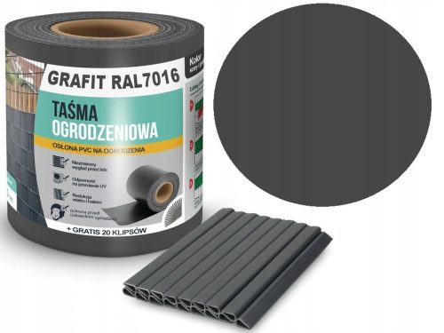 Schattiernetz für Zaun - ZAUNBAND 35m Anthrazit Graphitplatte 19cm