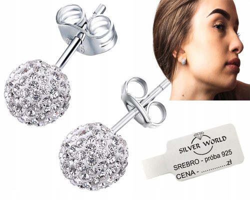  925 SILBER OHRSTECKER KUGELN MIT ZIRKONIA SWAROVSKI FARBEN SILBER 925