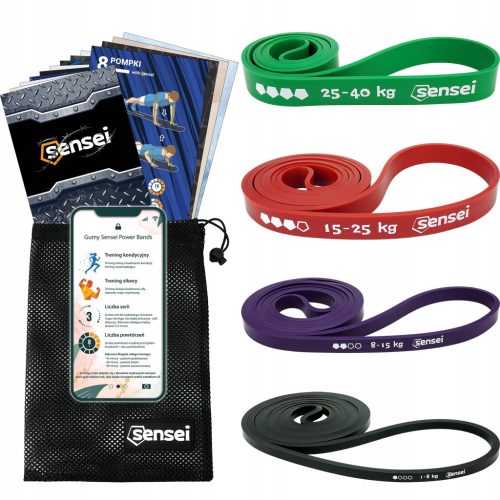  Set Widerstandsbänder Sensei Power Bands 1-40 kg 4-tlg.