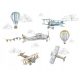  Wandaufkleber Flugzeuge Luftballons Wolken 170x2,5m
