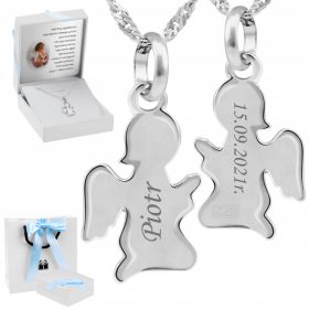  Halskette aus Silber (925), Engel mit Gravur