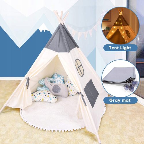 Gartenhäuser für Kinder Ricokids Tipi-Zelt mit Lichtern blau